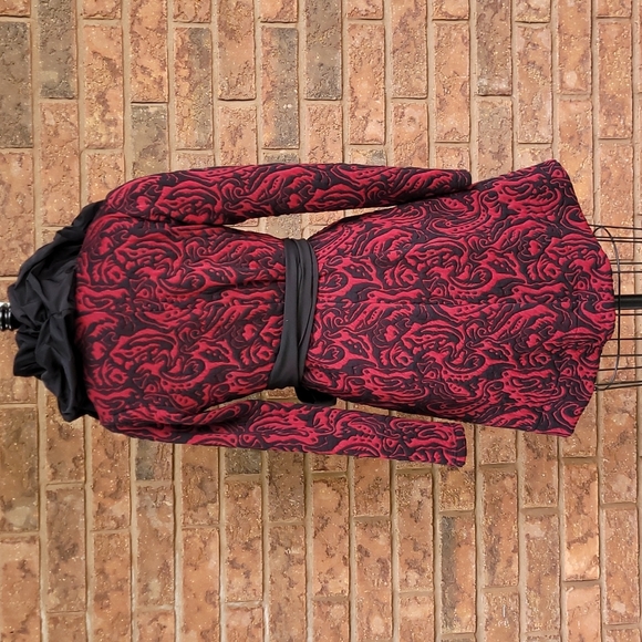 Dinh Bà - Burgundy Jacquard Knit Overcoat - M - Picture 3 of 4